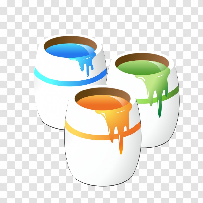 Pigment Watercolor Painting - Coffee Cup - Special Paint Bucket Transparent PNG
