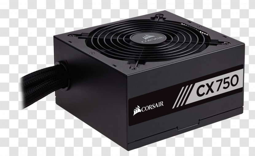 Corsair CX750 750W ATX Black Power Supply Unit Hardware/Electronic 80 Plus Converters - Electric - Computer Transparent PNG