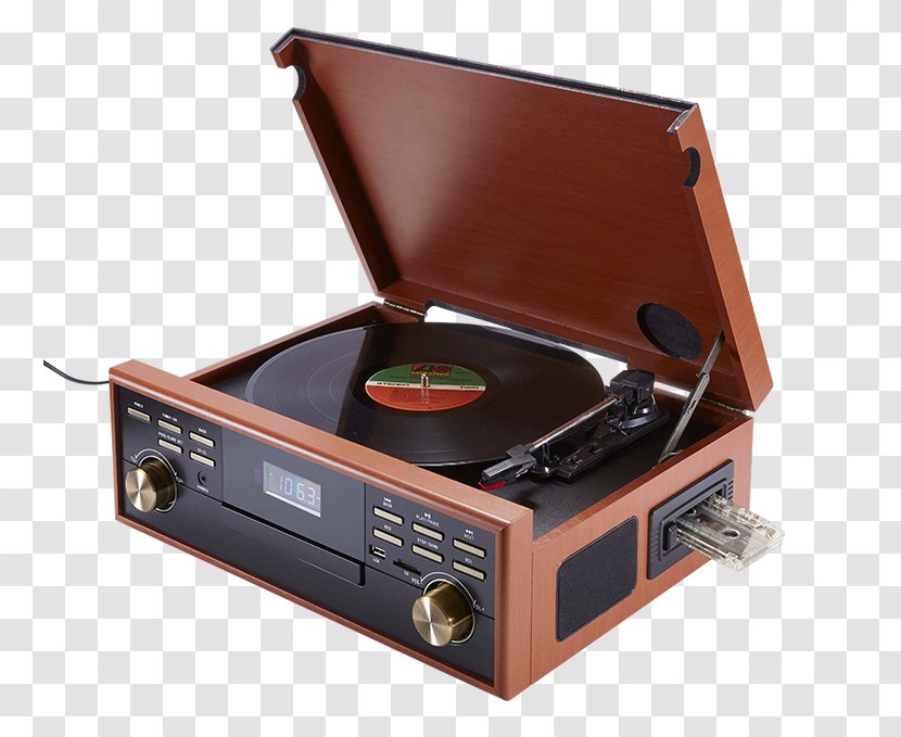 Big Ben Turntable Compact Disc Phonograph Record Cassette Deck - 78 Rpm - Wood Box Transparent PNG