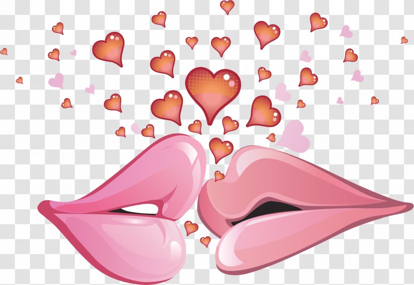 Valentine's Day International Kissing Love Gift Wallpaper - Girlfriend - Lips And Hearts PNG Clipart Transparent PNG