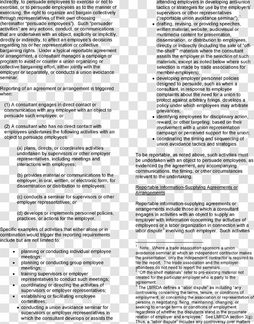 Document Memorandum Title 29 Of The Code Federal Regulations Organization Contract - Register - Labor Management Relations Act 1947 Transparent PNG