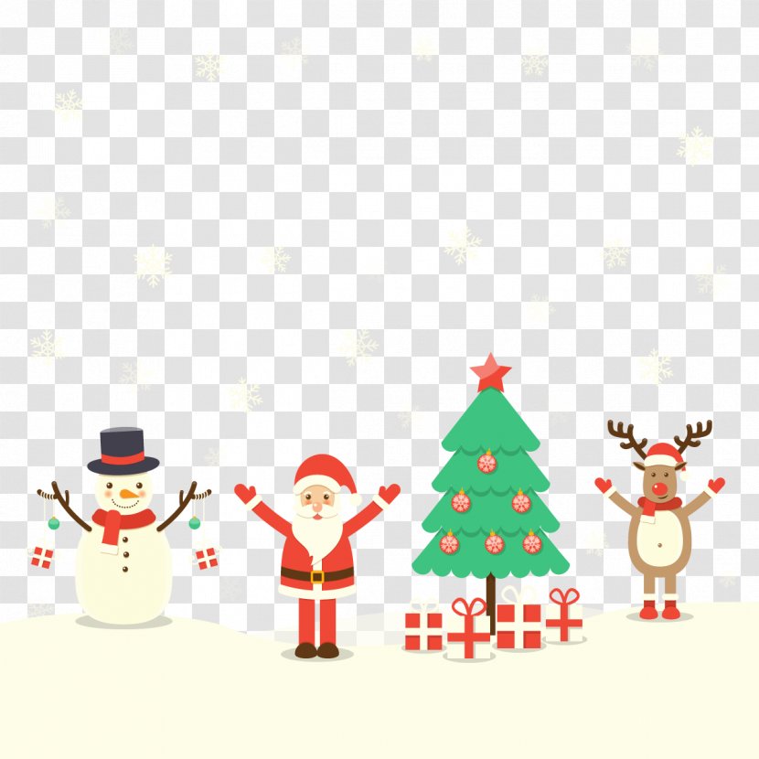 Christmas Tree Santa Claus - Snowman - Vector Transparent PNG