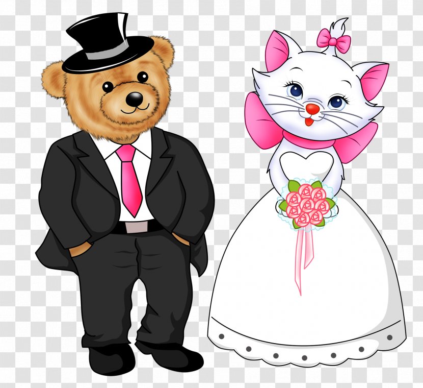 Wedding Photography Contemporary Western Dress Cartoon Poster - Bear And Cat Transparent PNG