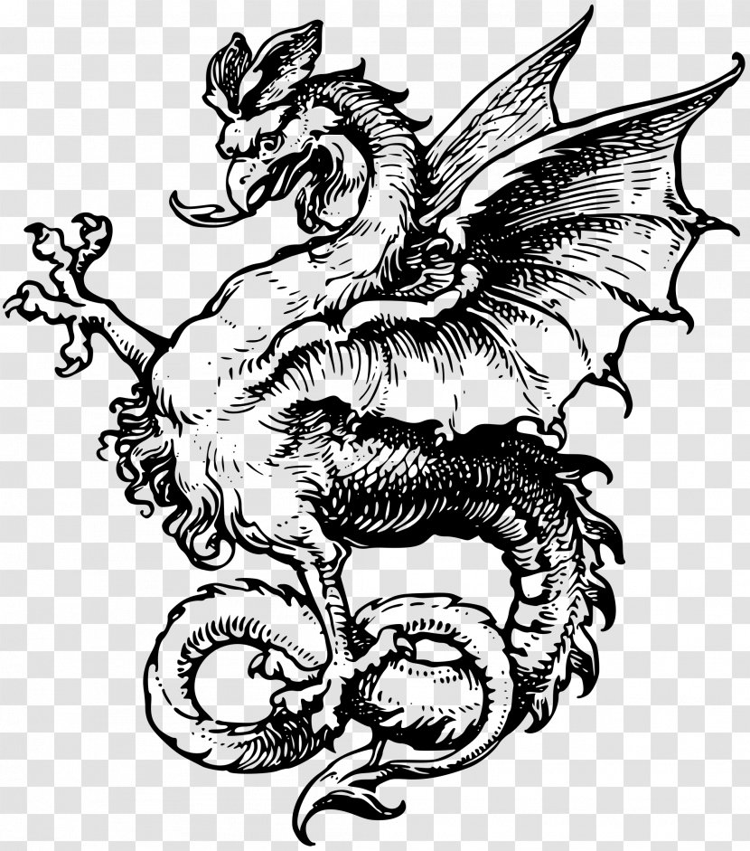 Tattoo Dragon Symbol Legendary Creature - Watercolor - Medieval Transparent PNG