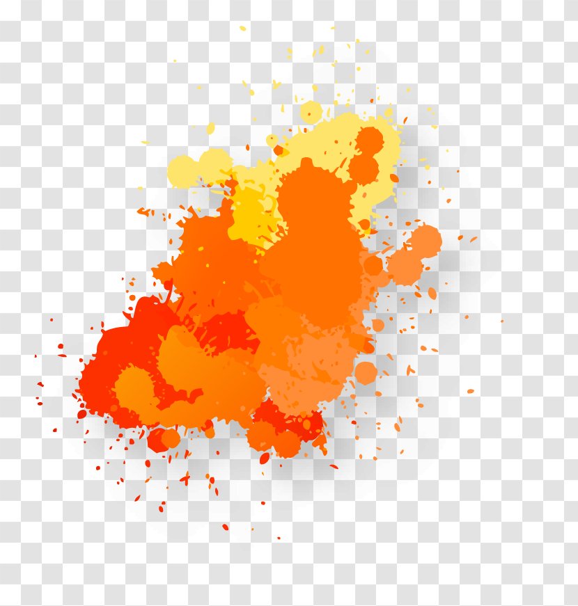 Orange Watercolor Painting - Ink Droplets Transparent PNG