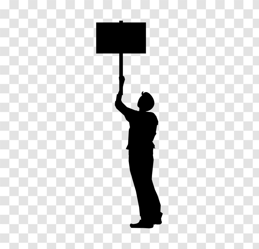 Protest Clip Art - Black And White - Picket Sign Transparent PNG