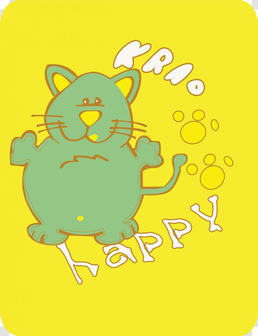 Cat Felidae Hello Kitty Cartoon Illustration - Vertebrate - Cartoons, Cats And Footprints On A Yellow Background Transparent PNG