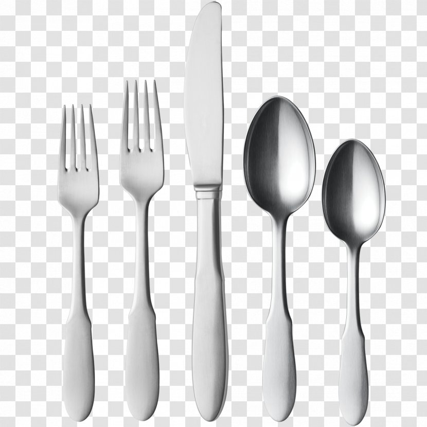 Fork Cutlery Teaspoon Knife - Black And White Transparent PNG