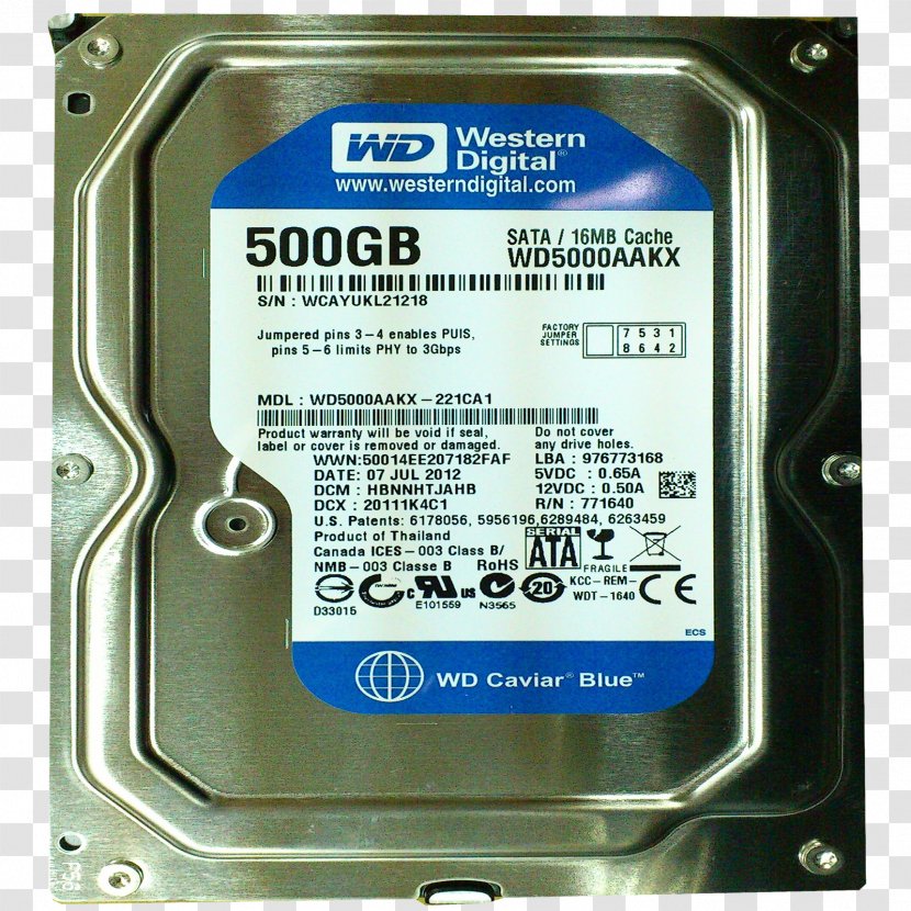 Hard Drives Data Storage WD Blue 500 GB Internal Drive - Western Digital - 7200 Rpm Computer Hardware RE 250 Drive600 MBps7200 RpmCentral Buton Transparent PNG