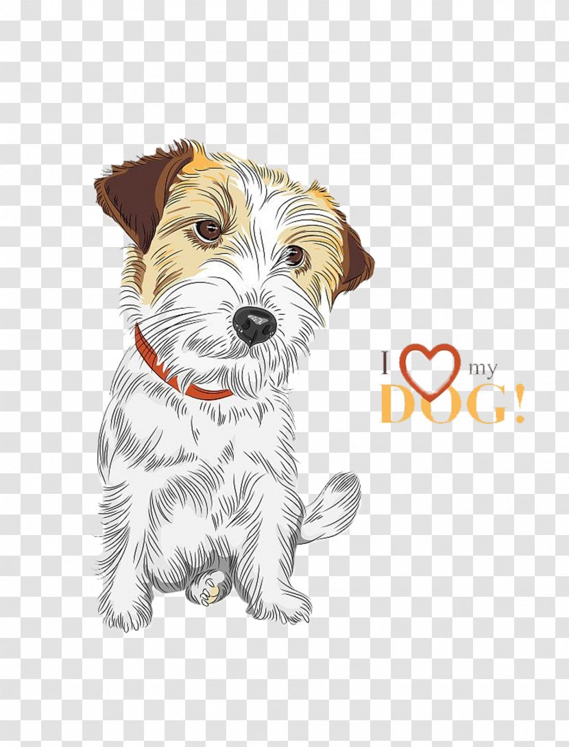 Jack Russell Terrier Puppy Illustration - Love - Hand-painted Lines Transparent PNG