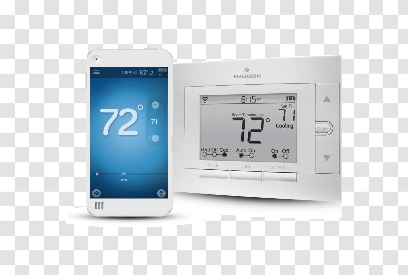 Smart Thermostat Emerson Sensi White-Rodgers 1F86U-24WF Nest Labs - Hvac - Electronics Transparent PNG