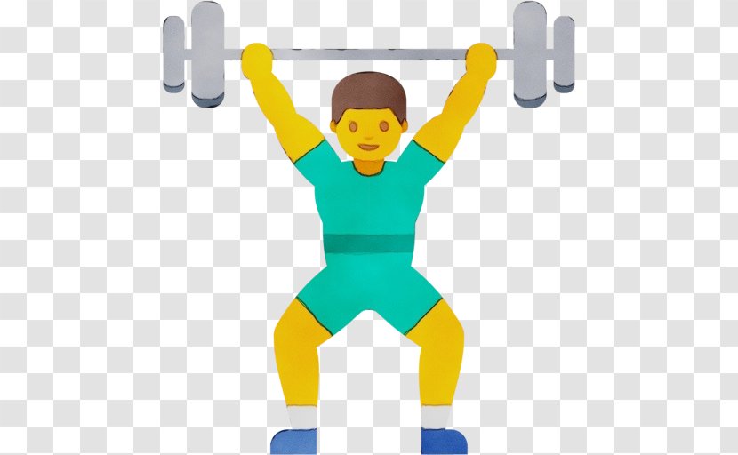 Cartoon Clip Art Yellow Weightlifting Fictional Character - Wet Ink - Gesture Transparent PNG