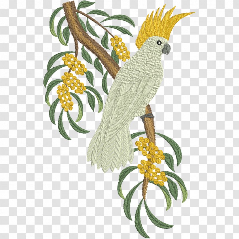 Bird Machine Embroidery Cockatoo - Branch - Design Transparent PNG