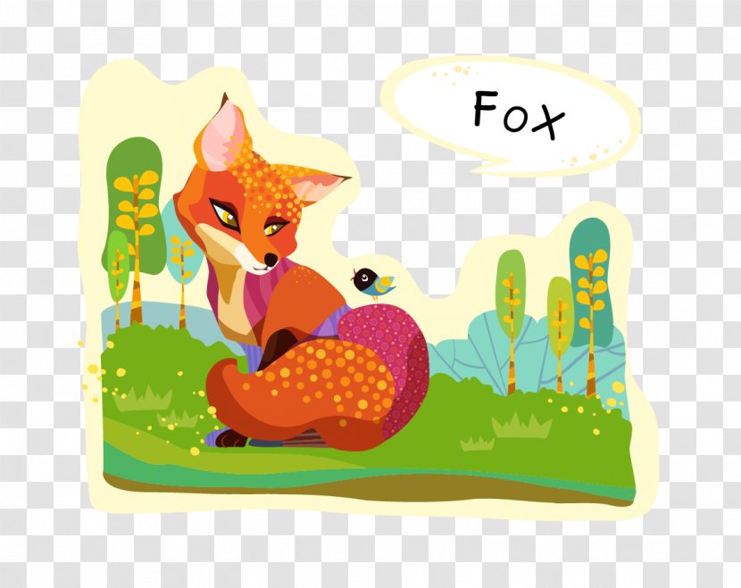 Cartoon Painting Fox Illustration Transparent PNG
