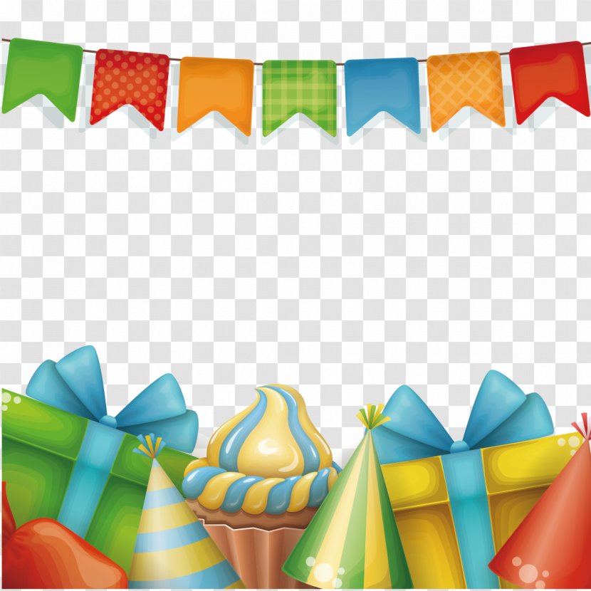 Birthday Cake Gift Greeting Card - Party - Boxes And Bunting Transparent PNG