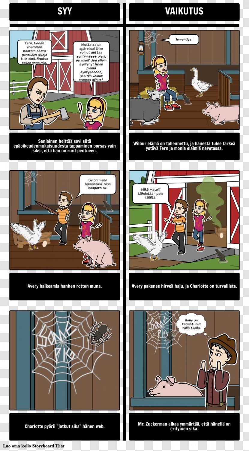 Charlotte's Web Fern Arable Domestic Pig Maniac Magee Storyboard - Causality - Charlotte Transparent PNG