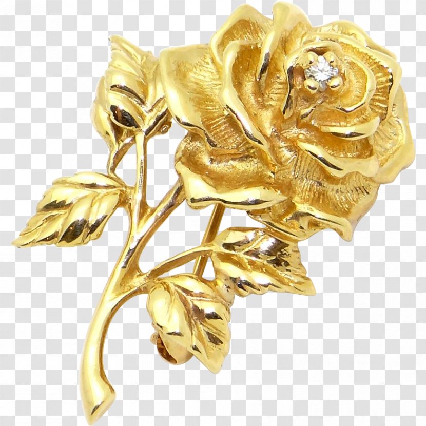 Gold Jewellery Flower Rose Brooch - Flowers Transparent PNG