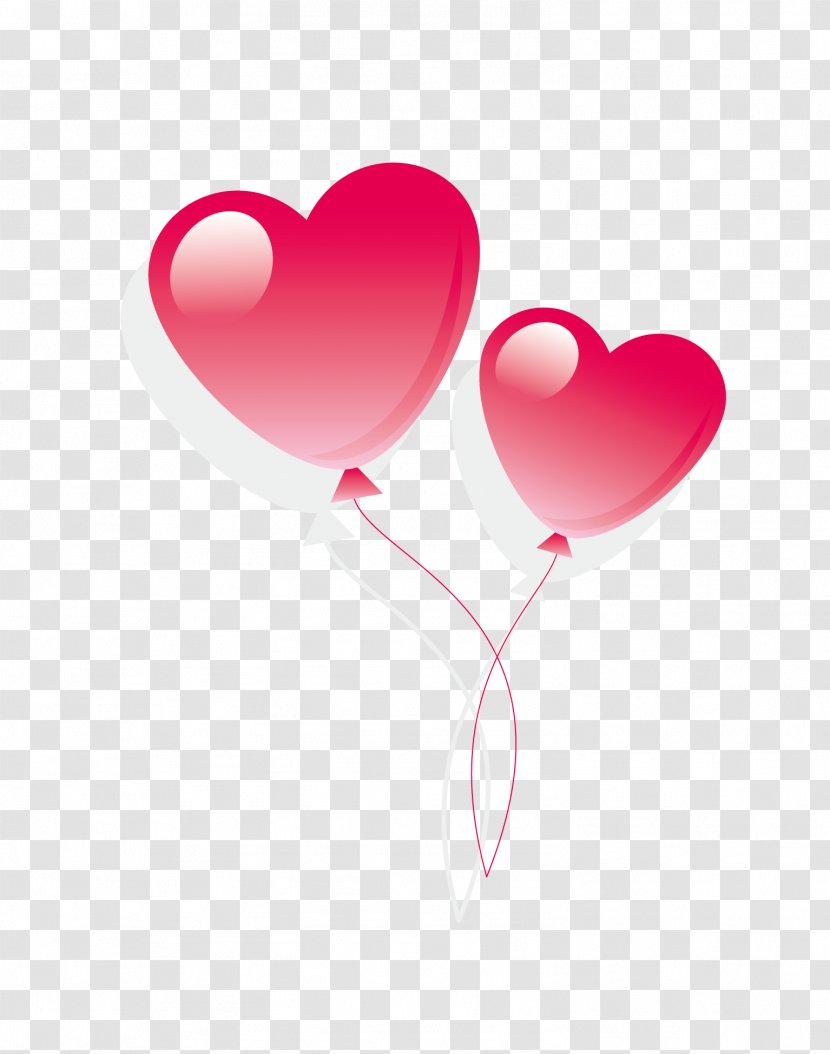 Cartoon Pink Valentine Heart Balloon - Tree Transparent PNG