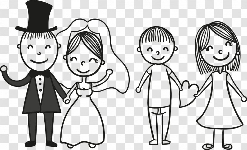 Wedding Invitation Bridegroom - Tree - Cartoon Couple Transparent PNG