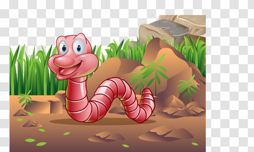 Earthworm Euclidean Vector Illustration - Soil - Comic Cartoon Snake Transparent PNG
