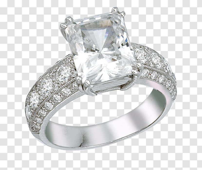 Engagement Ring Diamond Cut - Platinum Transparent PNG