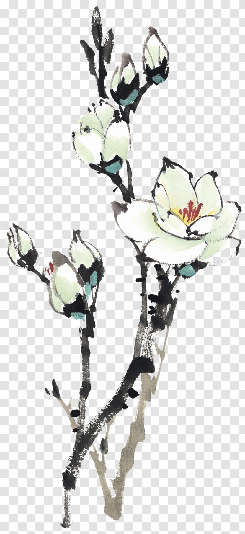 Ink Wash Painting Chinese Plum Blossom - Style White Transparent PNG