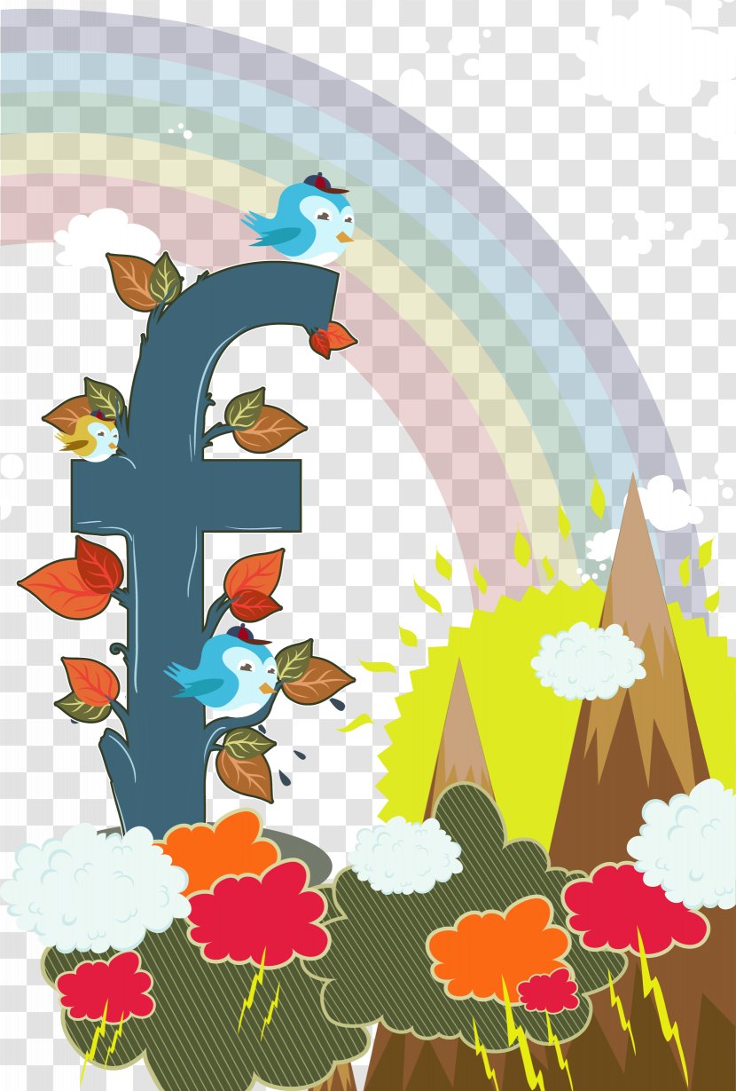 Bird Letter - Logo - Colorful Leaves Transparent PNG