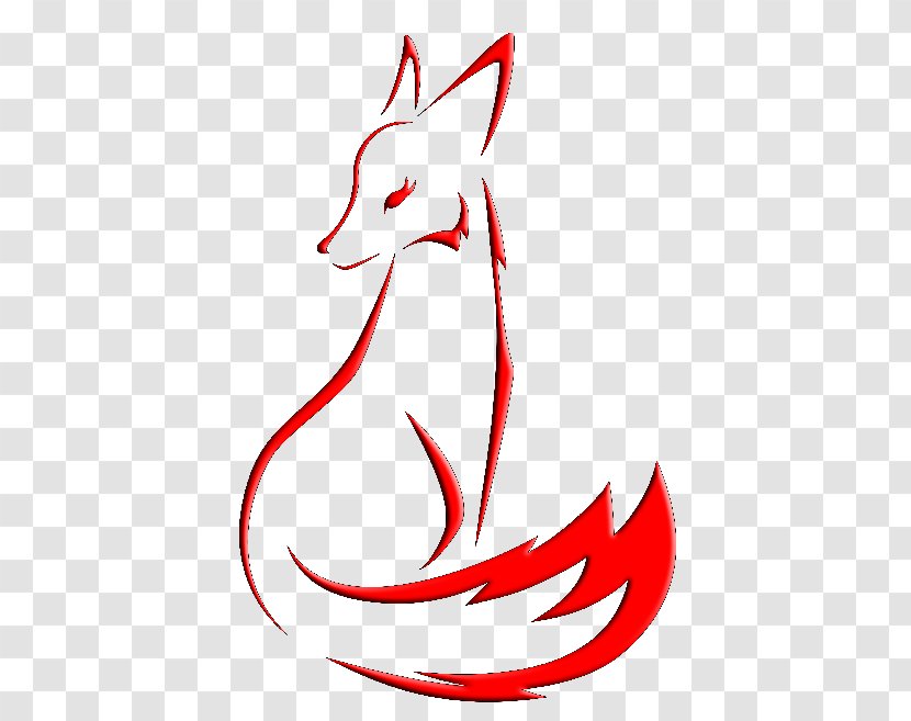 Red Fox Line Art White Cartoon Clip - Point Transparent PNG