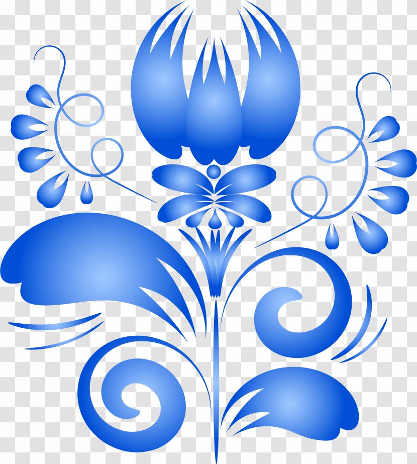 Gzhel Flower Royalty-free - Black And White Transparent PNG