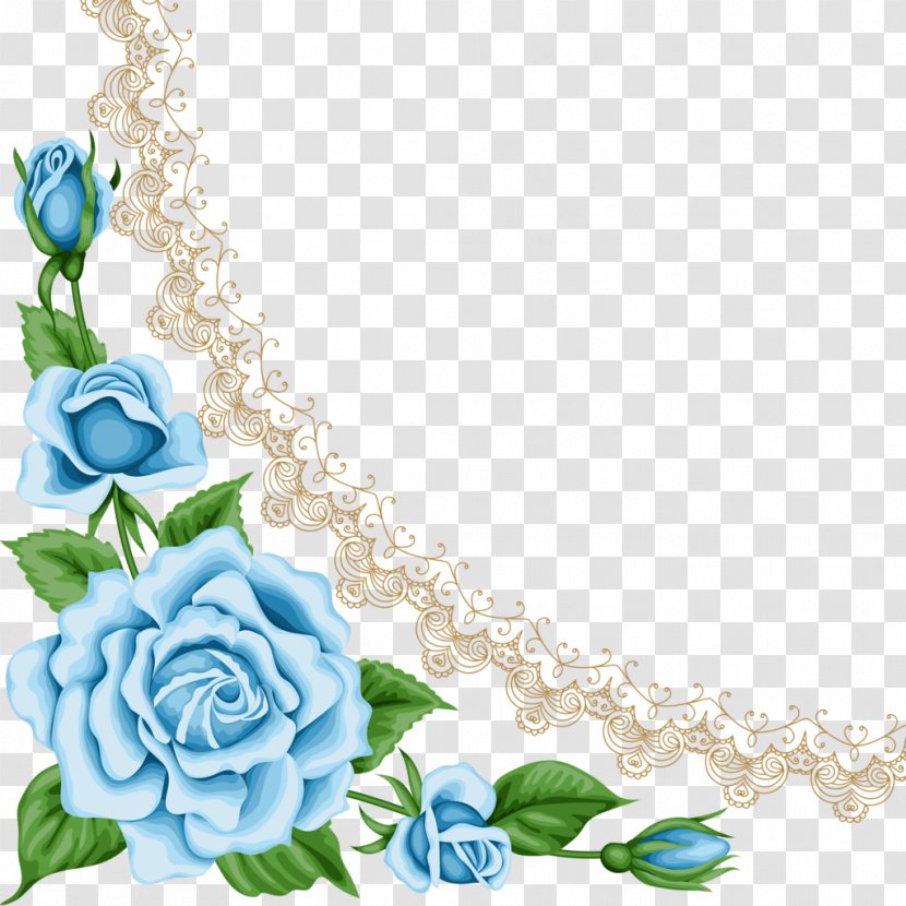 Blue Rose Clip Art - Flower Bouquet - Floral Corner Transparent PNG