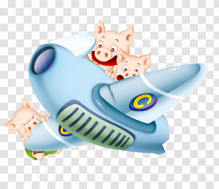 Domestic Pig Cartoon Painting Airplane - Photography Transparent PNG