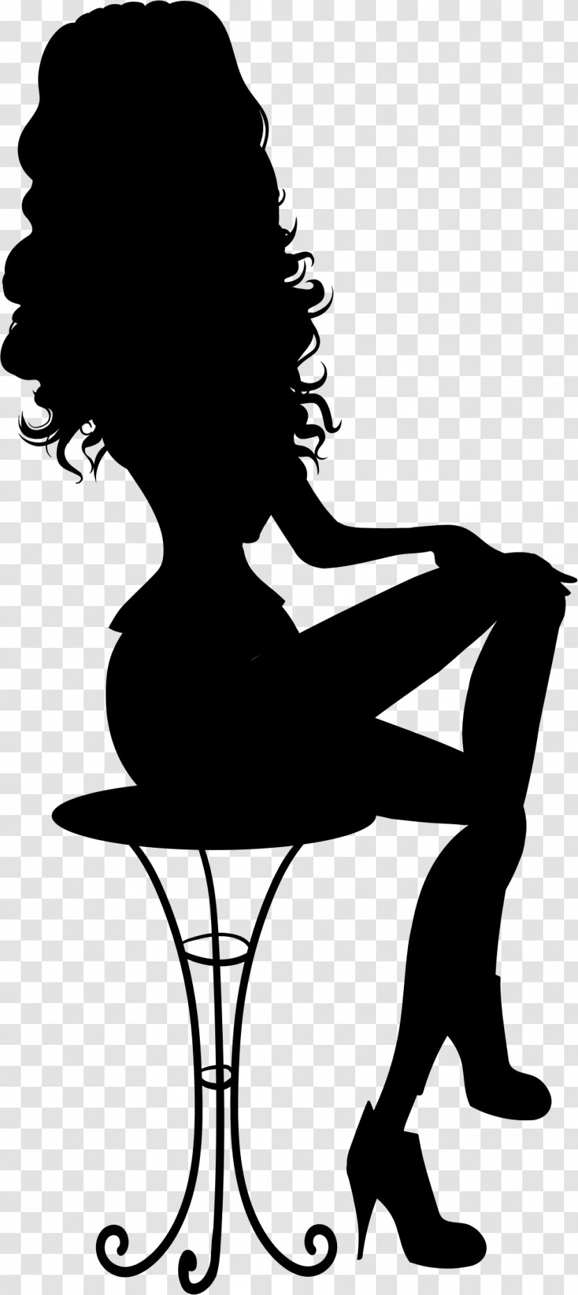 Woman Silhouette Sitting Clip Art - Monochrome Photography Transparent PNG