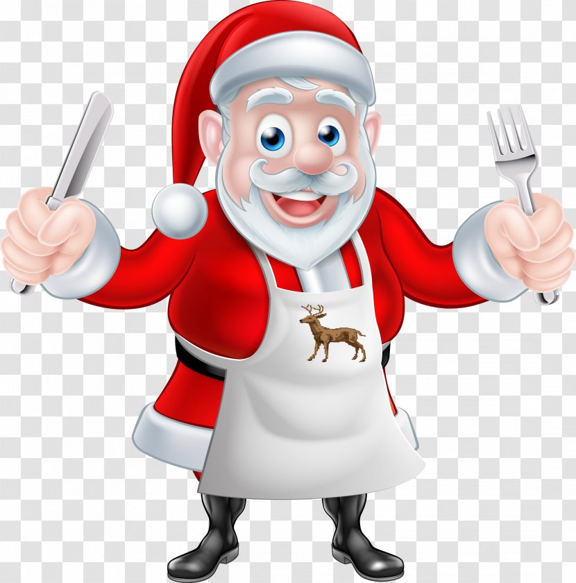 Santa Claus Chef Cooking Christmas - Vector Transparent PNG