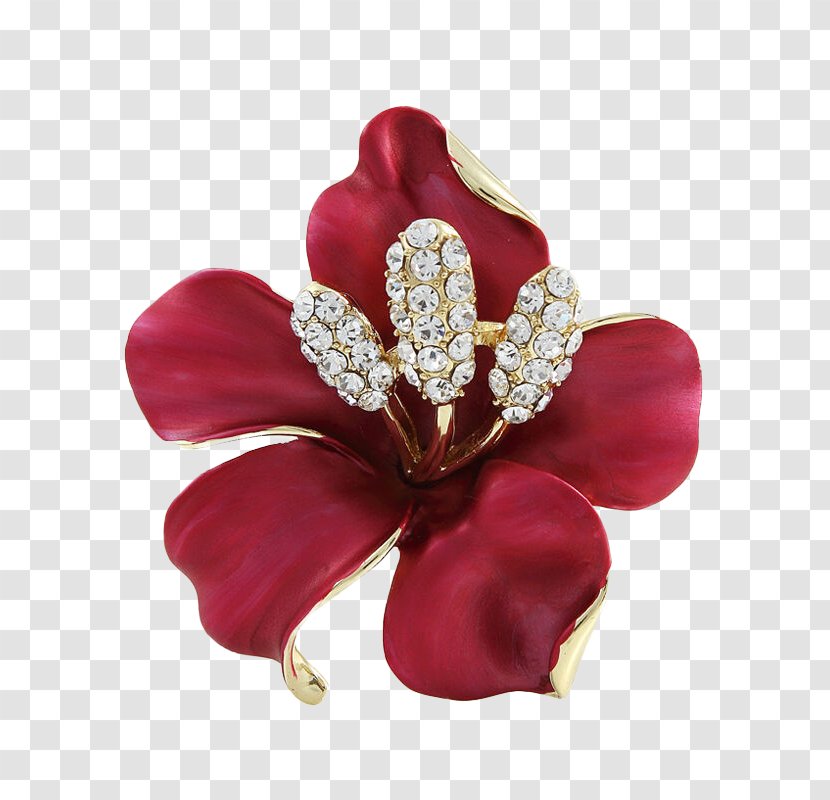 Brooch Fashion Accessory Barrette Headband Rhinestone - Pearl - Lily Red Transparent PNG