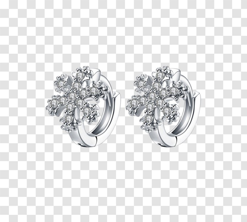 Earring Imitation Gemstones & Rhinestones Jewellery Cubic Zirconia Silver - Hoop Transparent PNG