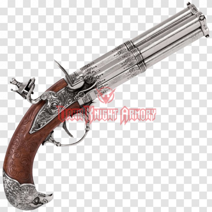 Trigger Flintlock Revolver Firearm Pistol - Wood Barrel Transparent PNG
