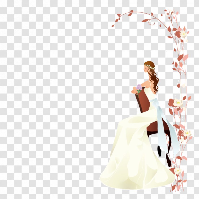 Bride Euclidean Vector Wedding - Tree - Woman Sitting On A Chair To Take Transparent PNG