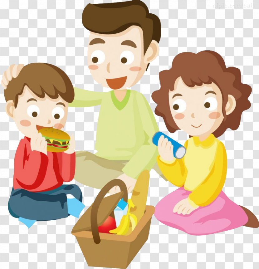 Picnic Cartoon - Reading - A Family Transparent PNG