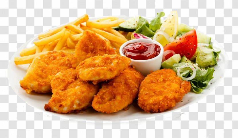 Chicken Nugget French Fries Fingers Fried Roast - Deep Frying - Nuggets Combination Transparent PNG