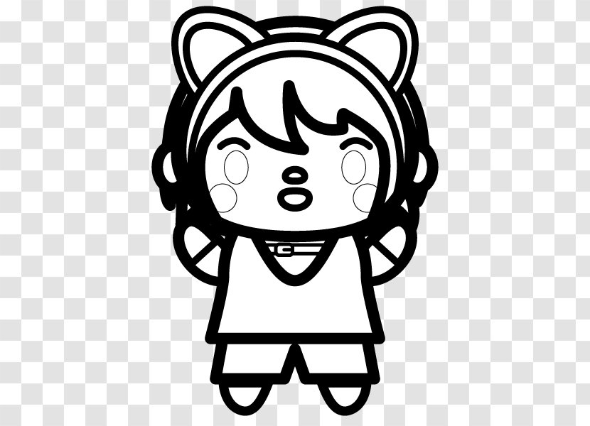 Black And White Catgirl Ear - Kavaii - Cat Transparent PNG