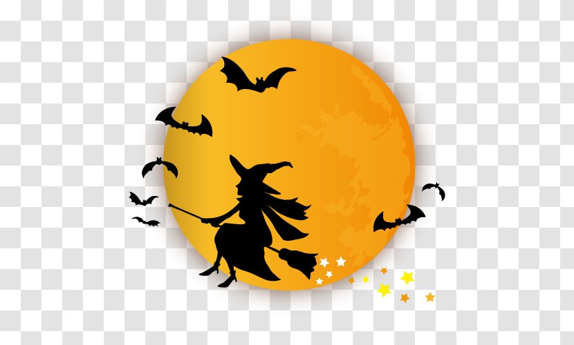 Halloween Full Moon And Witch Illustration. - Magician - Silhouette Transparent PNG