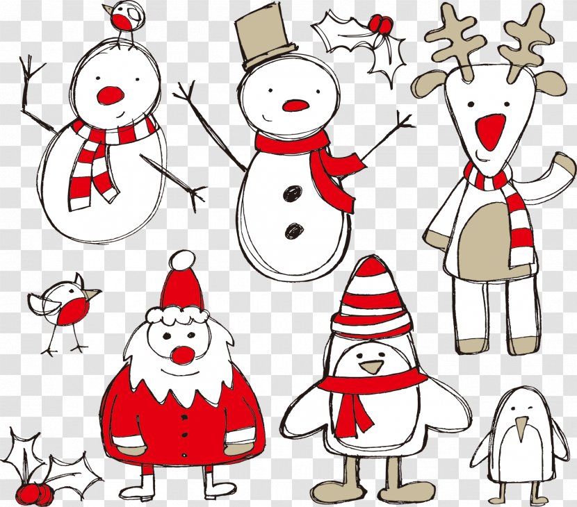 Santa Claus Christmas Tree Decoration Clip Art - Drawing - And Snowman Transparent PNG