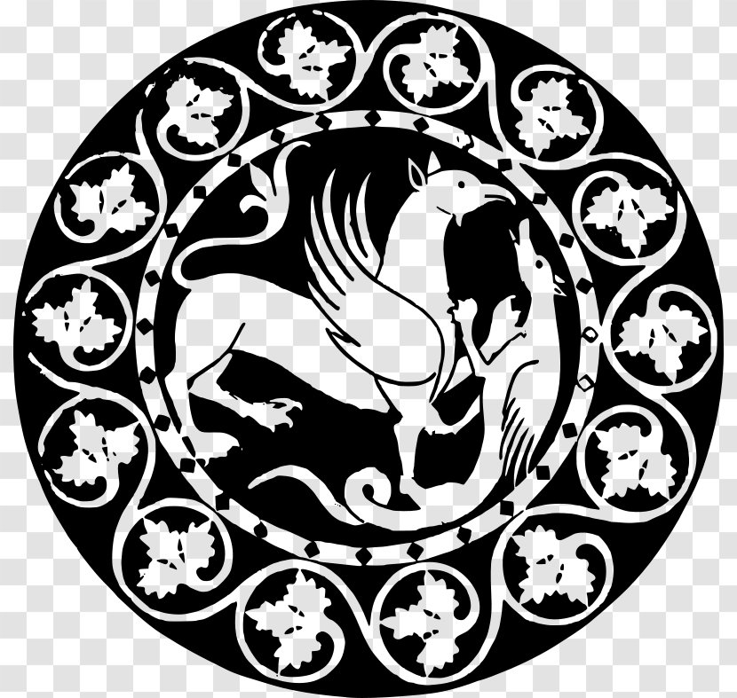 Mandala Dragon Symbol Clip Art - Black And White Transparent PNG