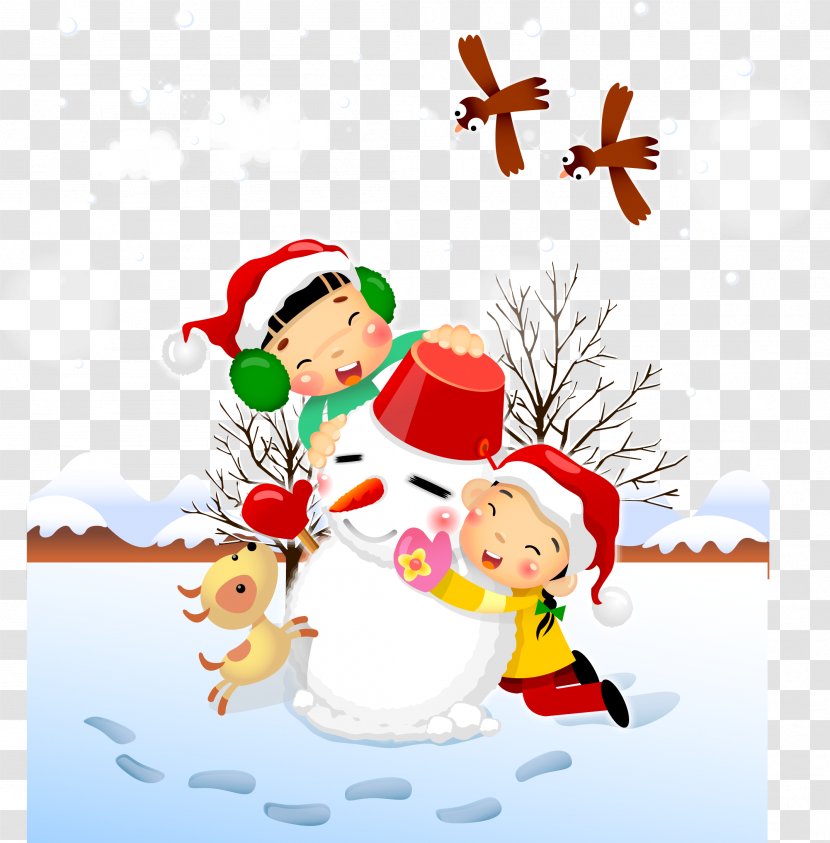 Christmas Child Euclidean Vector Snowman - Art - Happy Winter Transparent PNG