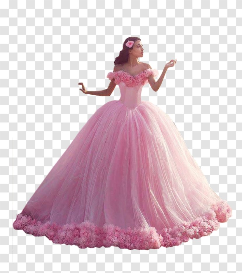 Wedding Dress Ball Gown Train Bride - Princess - Pink Camellia Transparent PNG