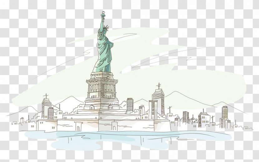 Statue Of Liberty Drawing Monument Art - Hand-painted Pattern Transparent PNG