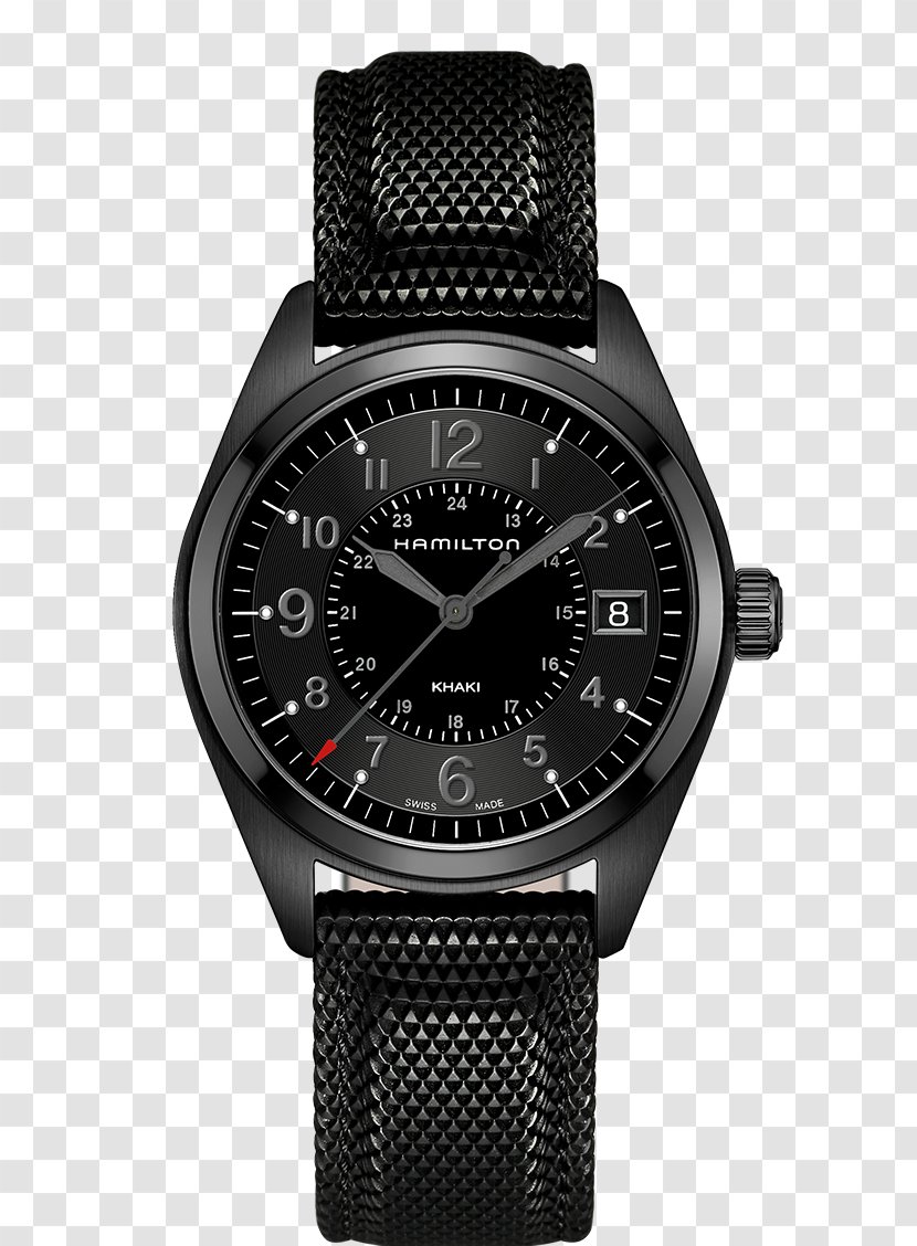 Hamilton Watch Company Strap Khaki Leather - Chronograph - Black Male Transparent PNG