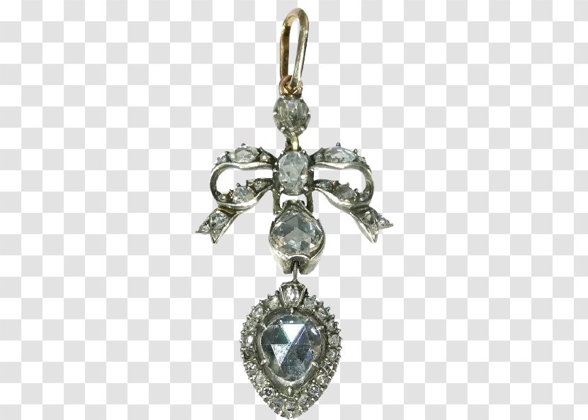 Locket Cross Diamond Cut Earring Georgian Era - Jewellery Transparent PNG