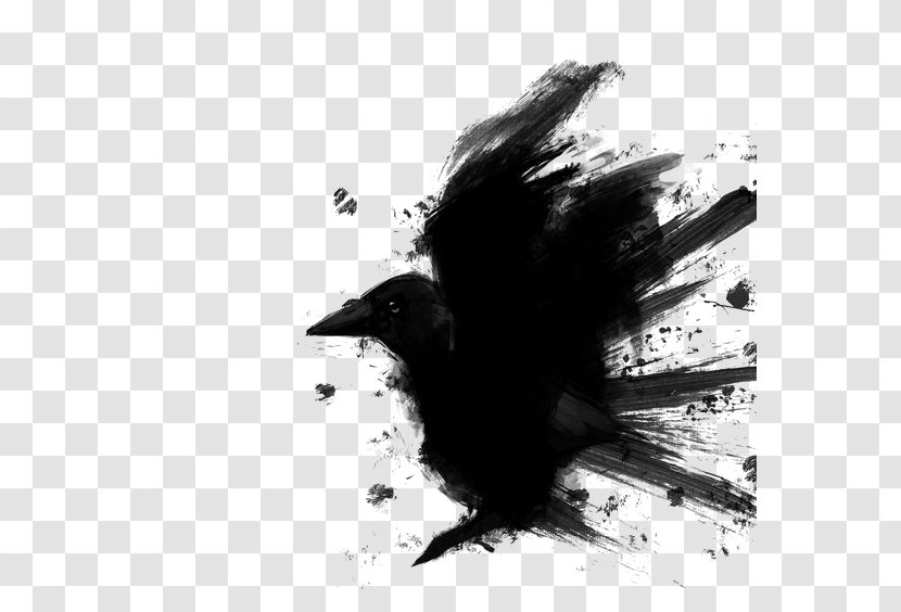 Tattoo Artist Common Raven Black-and-gray Ink - Monochrome Photography - Crow Transparent PNG