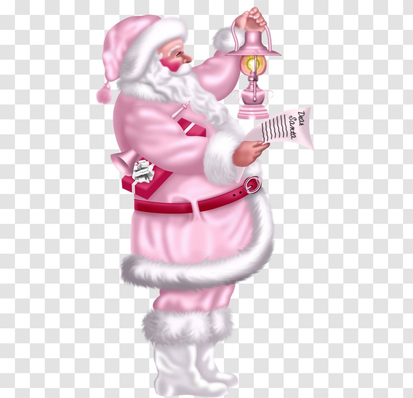 Santa Claus Christmas Card Greeting Clip Art - Decoration - Pink Transparent PNG